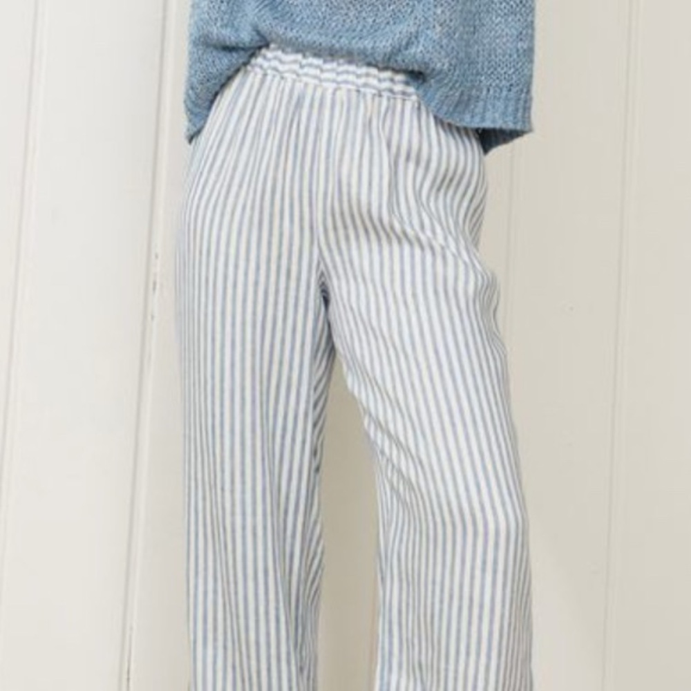 GAP Linen Striped Blue Pull On Pants Plus Size XXL - Picture 9 of 9